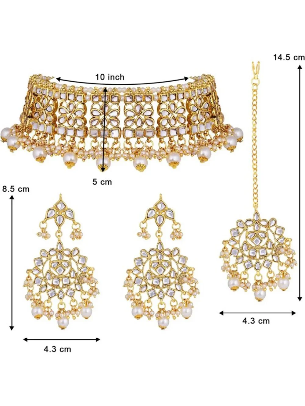 Elegant Indian Faux Kundan Choker Necklace & Maang Tikka Set for Ethnic Weddings